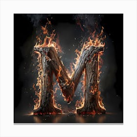 Letter M On Fire Canvas Print