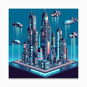 8-bit cybernetic city 1 Canvas Print