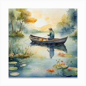 Man In A Boat Canvas Print