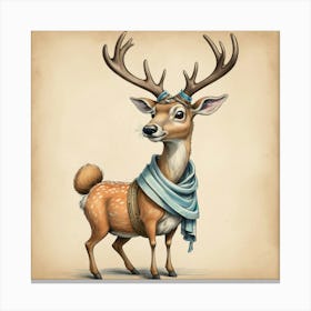 Deer With Scarf Canvas Print