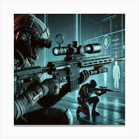 Sci Fi Nightwatch Snipers 1024x1024 Canvas Print