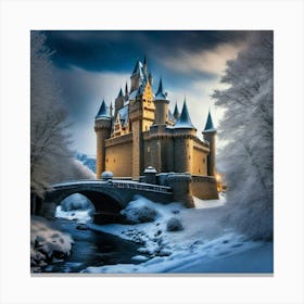 Castle on blue snow Canvas Print