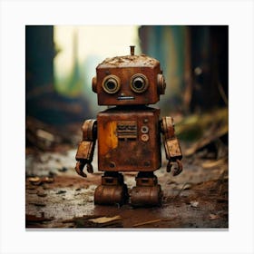 Firefly Abandoned, Toy Robot, Rusty, Post Apocalyptic, Dusty, Wasteland, Heavily Rusted, Cracked Pai (2) Canvas Print