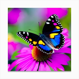 Butterfly On Purple Flower 1 Canvas Print