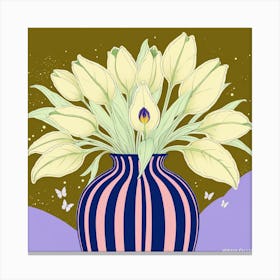 White Tulips In A Vase Canvas Print