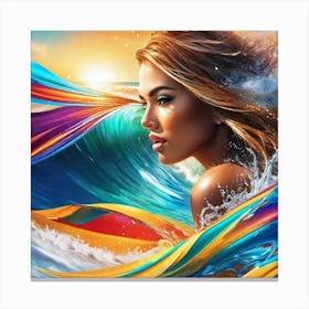 Girl In The Ocean Canvas Print