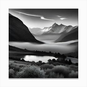 Black And White Mountain Landscape 3 Canvas Print