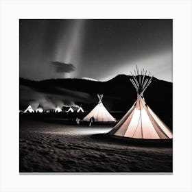 Teepees At Night 16 Canvas Print