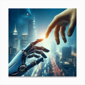 Robot Hand Reaching For Hand Canvas Print