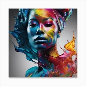 Color Splashed Woman Canvas Print