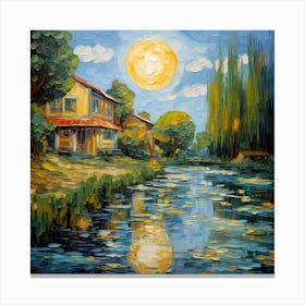 Canvas of Riverside Tranquility Canvas Print