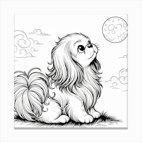 Line Art Pekingese dog 1 Canvas Print