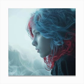Girl With Red And Blue Hair Canvas Print