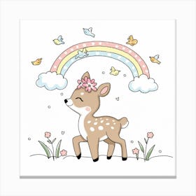 Deer With Rainbow Canvas Print
