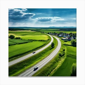 Nature Transportation City Summer Highway Expressway Grass Hill Traffic Country Up High G (1) Canvas Print