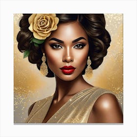 Black Woman In Gold Canvas Print