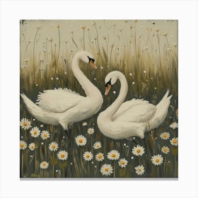 Swans Fairycore Painting 4 Canvas Print