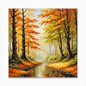 Forest In Autumn In Minimalist Style Square Composition 94 Canvas Print