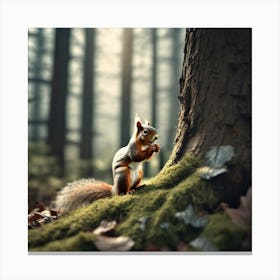 Squirrel In The Forest 256 Canvas Print