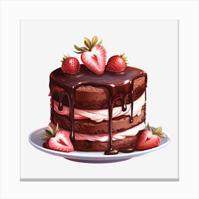 Chocolate Cake With Strawberries 2 Canvas Print