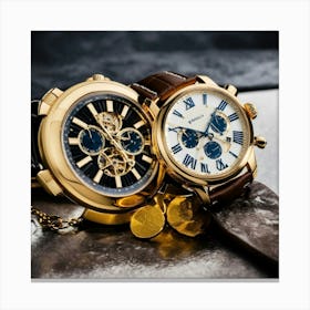 Two Gold Expensive Watches (5) Canvas Print