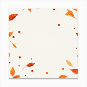 Autumn Artwork Showcasing Minimalist Design Featuring An Inventive Spread Of Leaves And Berries Sca (1) Canvas Print