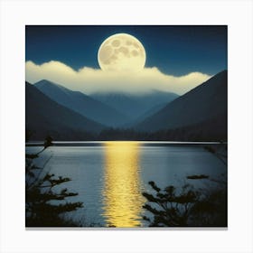 Full Moon Over Lake Canvas Print