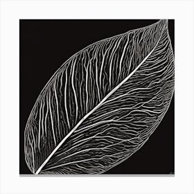 Minimal Plant Leaf Black Art 5 Canvas Print