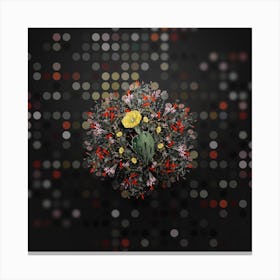 Vintage One Spined Opuntia Floral Wreath on Dot Bokeh Pattern n.0777 Canvas Print