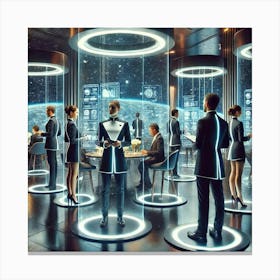 A Futuristic Restaurant Showcasing Attentive Hosts Canvas Print