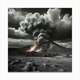 Black And White Image Of A Volcano 2 Canvas Print