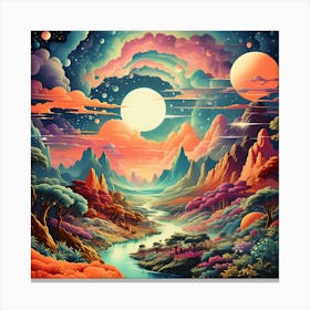 Cosmic Dreamscape Wall Art – Nostalgic Echoes Of A Psychedelic Univer Canvas Print