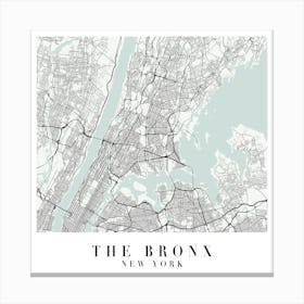 The Bronx New York Street Map Minimal Color Square Canvas Print