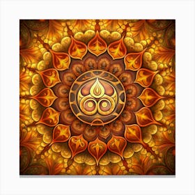 Golden Mandala With A Triangular Symbol Canvas Print