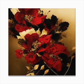 Gutai Red And Black Flowers Canvas Print