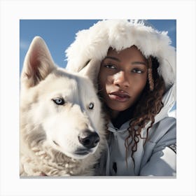 Girl With A White Wolf Canvas Print