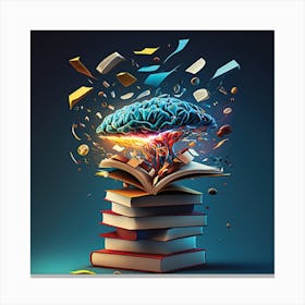 Brain On Books Canvas Print