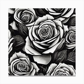 Black And White Roses 4 Canvas Print