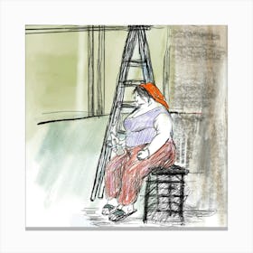 Woman With A Ladder 1 Canvas Print