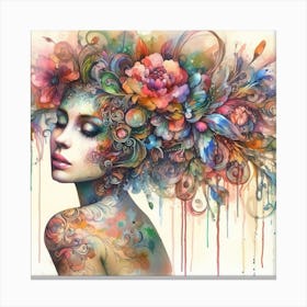 Watercolor Floral Woman #4 Canvas Print