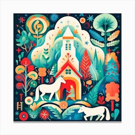 Unicorns In The Forest Canvas Print