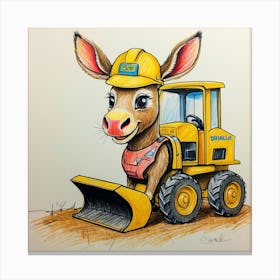 Donkey With Bulldozer Canvas Print