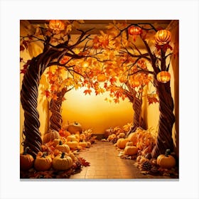 Autumn Themed Generative Light Decor Captures The Essence Of Thanksgiving Manipulations Of Holiday (4) Canvas Print