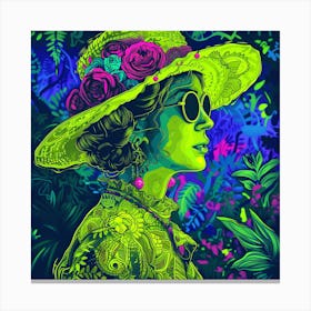 Lady In Green Hat Canvas Print