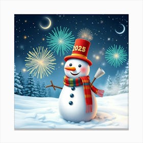 Flux Schnell A Vibrant And Joyful Snowman Standing In The Cent 0 Canvas Print