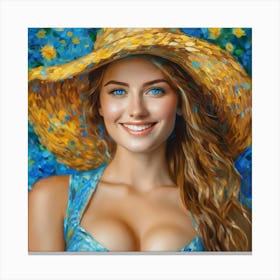 Girl In A Hat vb Canvas Print