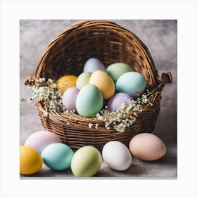 Easter Eggs In A Basket 2 Canvas Print