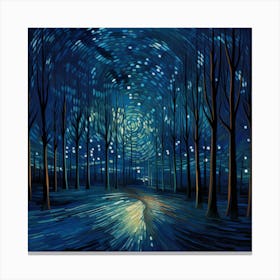 Starry Night In The Forest 1 Canvas Print