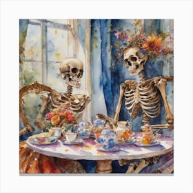Skeleton Tea Party Canvas Print