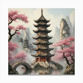 Chinese Pagoda Art Print 1 Canvas Print